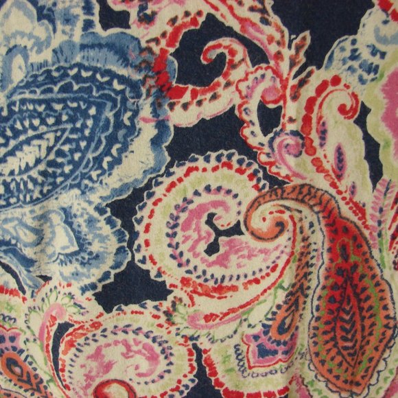 Chaps Navy Blue Multi Color Paisley Tank Style Summer Dress Medium Soft Cotton - Picture 6 of 14